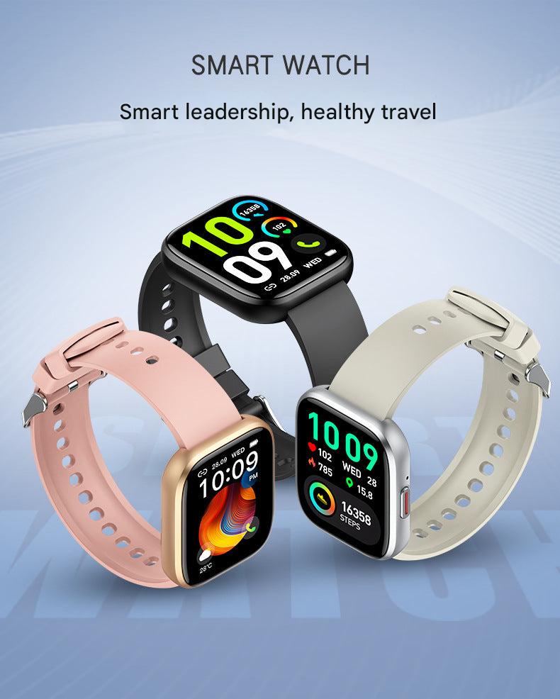 P114 smartwatch close-up of silver display