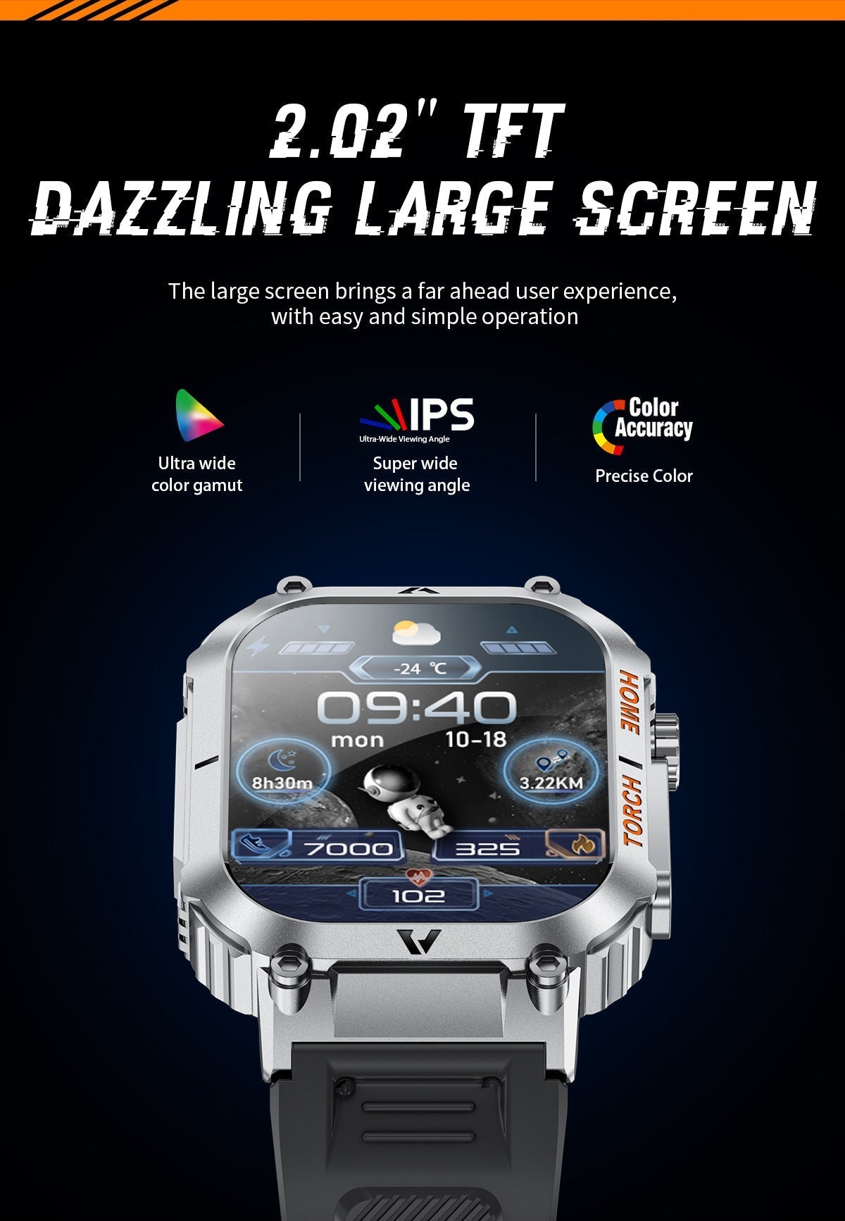 Close-up of Smart Bluetooth Watch features