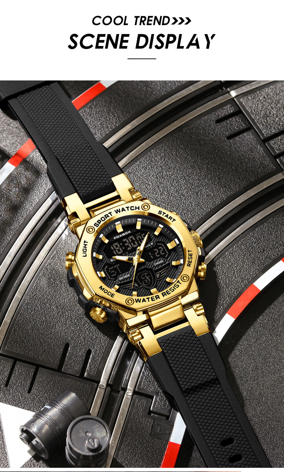 Zinc alloy case digital watch on wrist