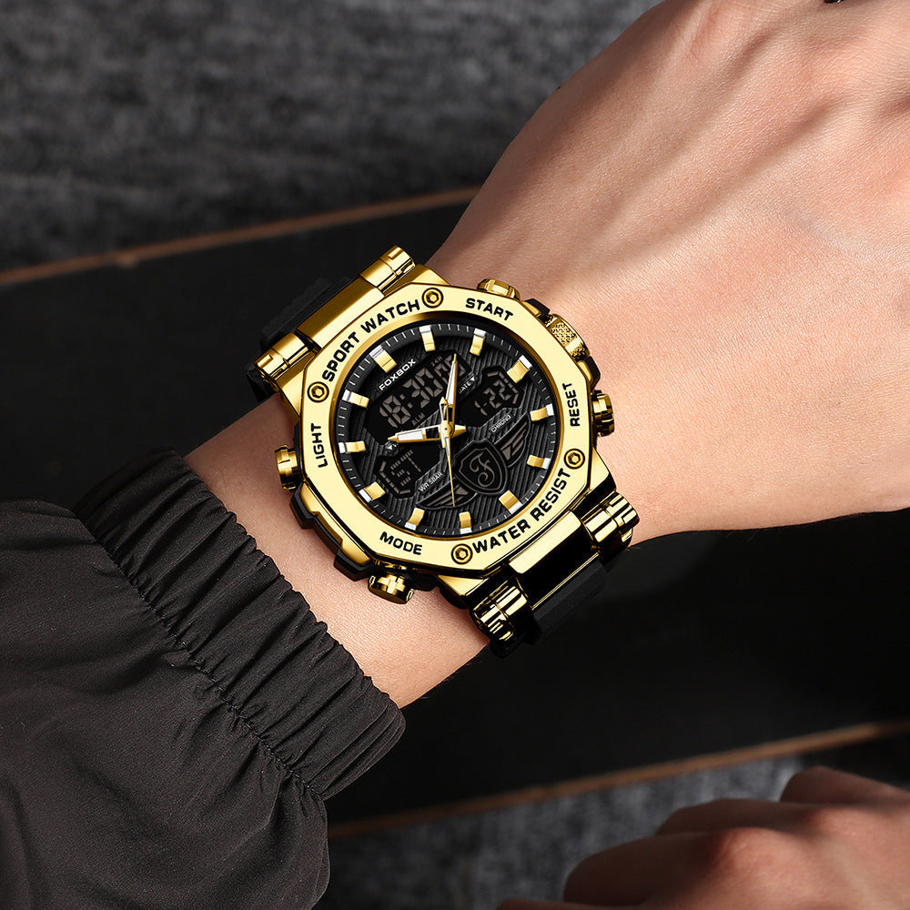 Stylish black sports watch with digital display