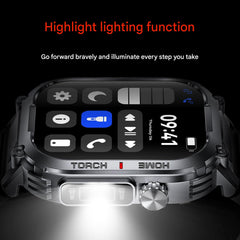 Smart Bluetooth LED Flashlight Watch with features highlighted