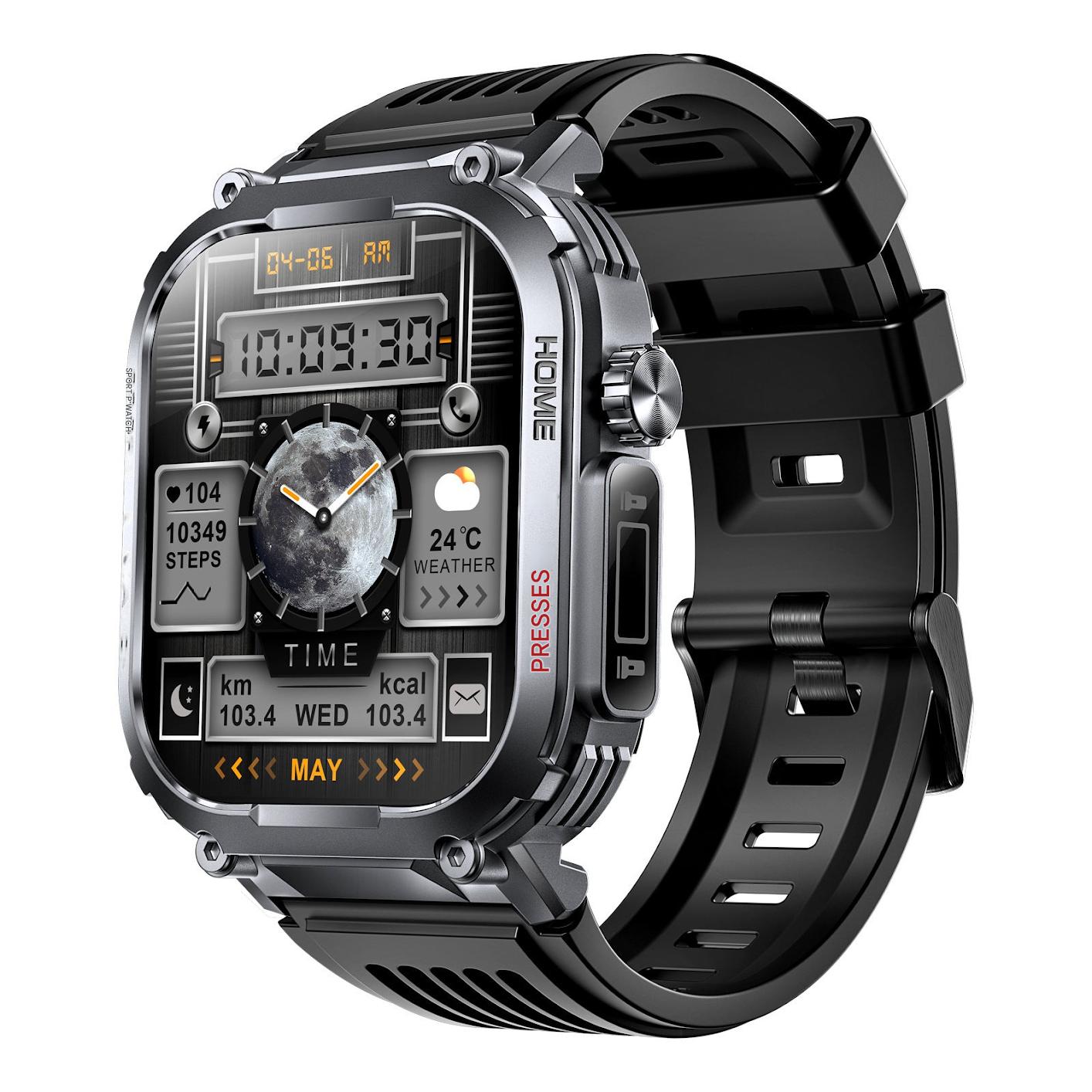 Smartwatch showing music playback controls