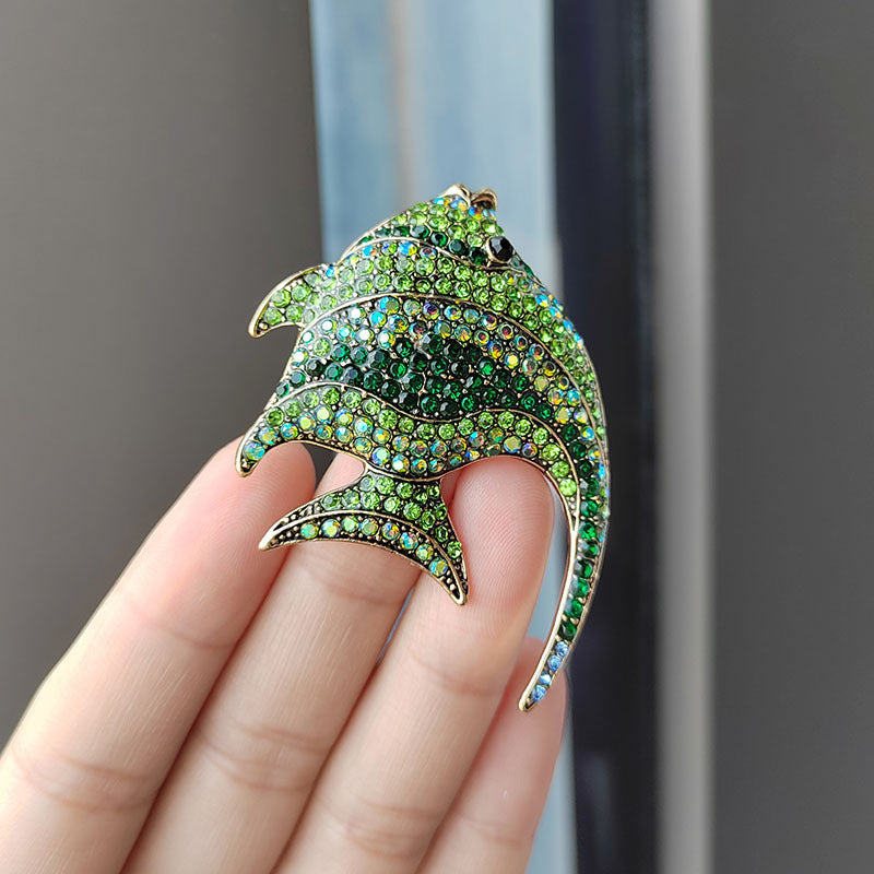 sparkling rhinestone fish brooch for stylish outfits