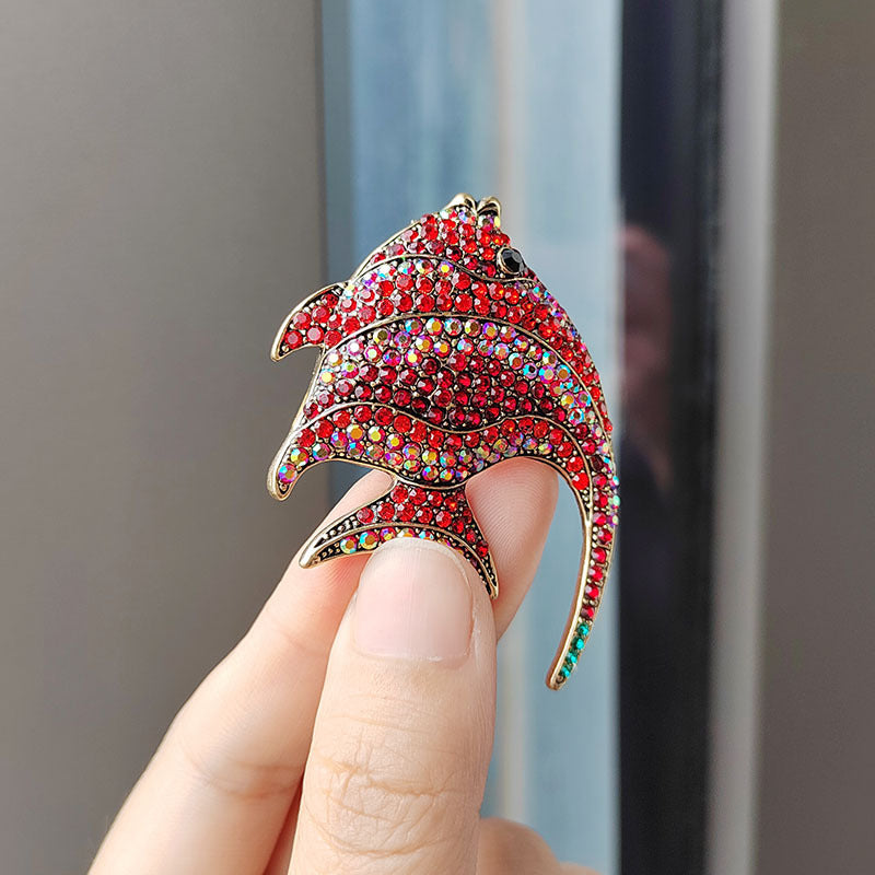 sparkling rhinestone fish brooch for stylish outfits