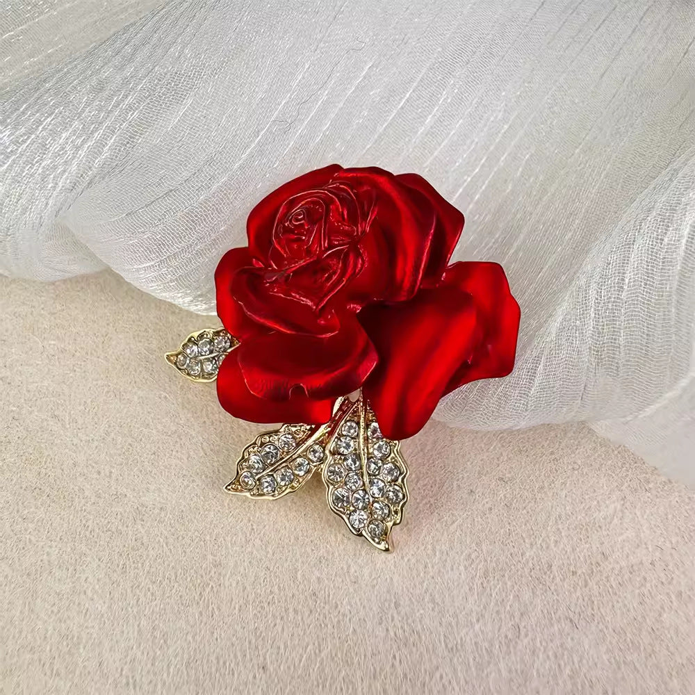 Close-up of rose flower brooch pin