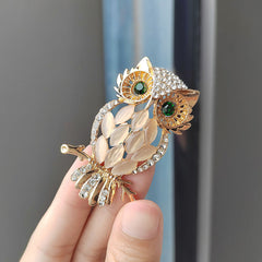 Stylish owl pin worn with attire