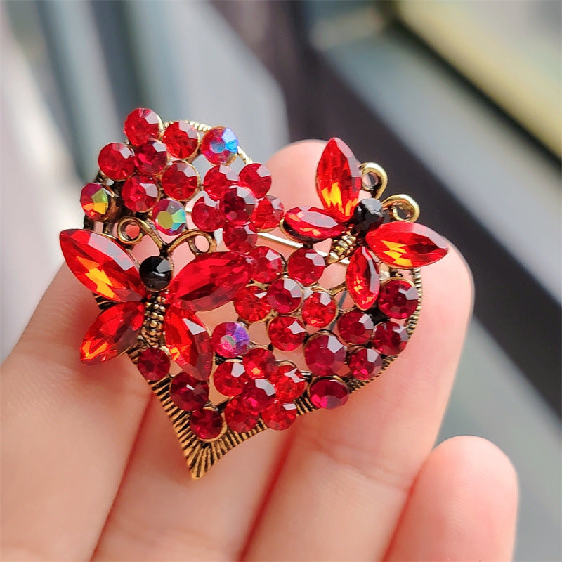 Stylish Elegant Butterfly Heart Brooch Image 1