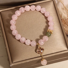 Close-up of elegant pink quartz bracelet