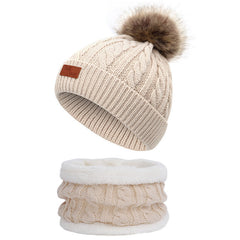 Kids wearing winter hat and scarf outdoors