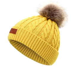 Cozy winter accessories for children on display