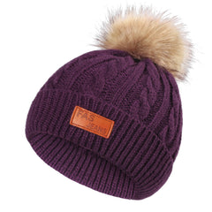 Cute pom-pom knit hat in black for kids
