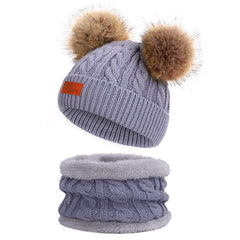 Detail of pom-pom on children's winter hat