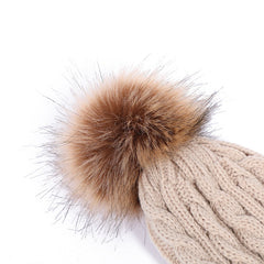 Trendy burgundy knit beanie with pom pom