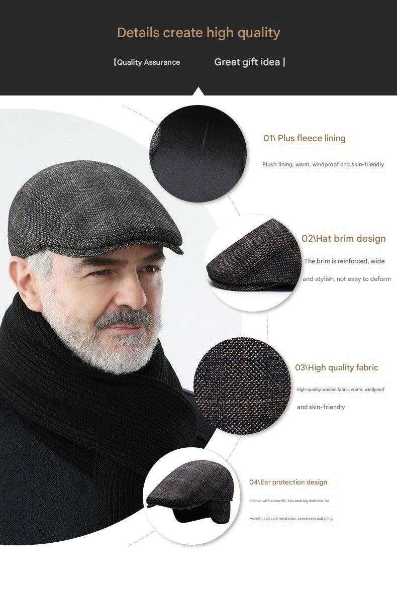 Vintage beret hat laid flat on fabric