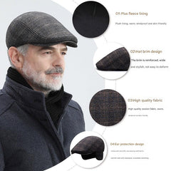 Vintage plaid beret hat side view