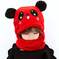 Children's winter scarf with bear ears on display