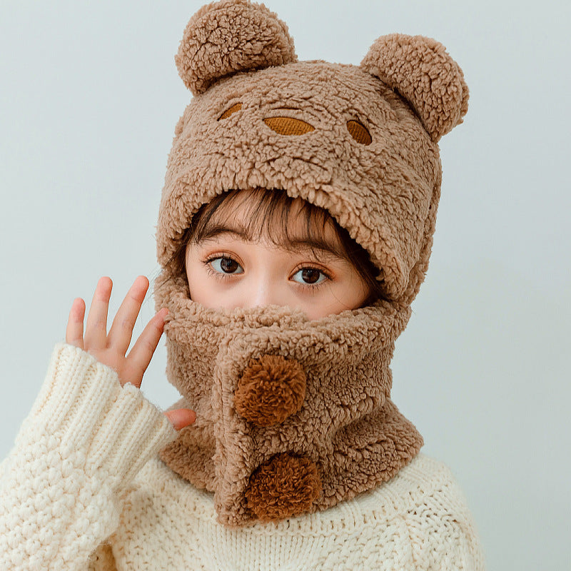 Light grey kids winter hat and scarf set