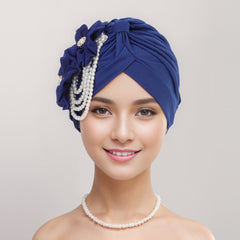 Elegant maroon floral hijab cap