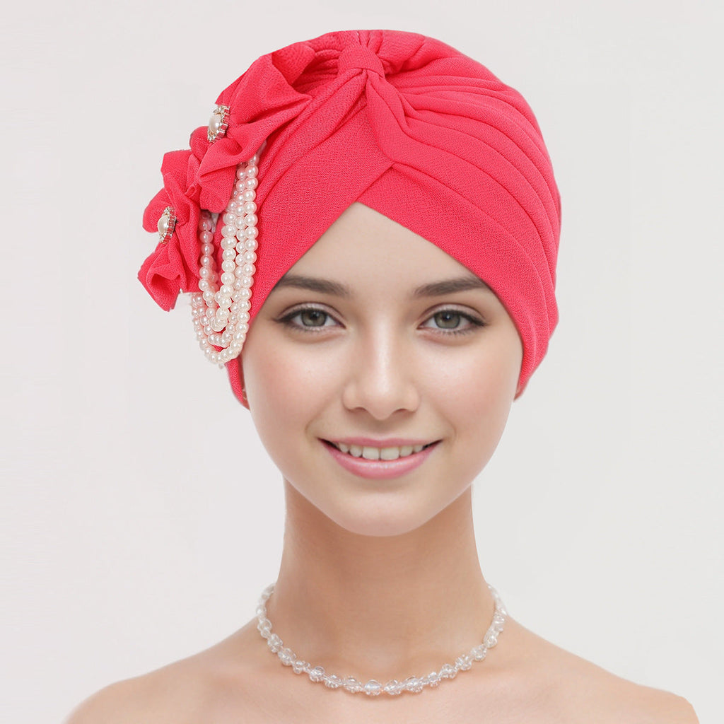 Trendy floral hijab cap for fashionable women