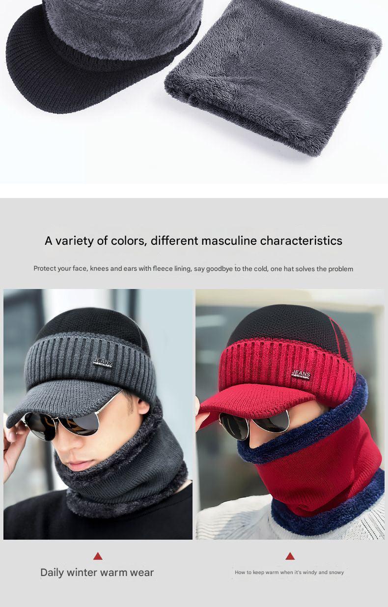 Warm acrylic knit hat and scarf set in various colours