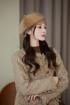 Rabbit fur beret displayed in gray colour