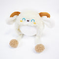 Soft warm baby beanie hat on a white background