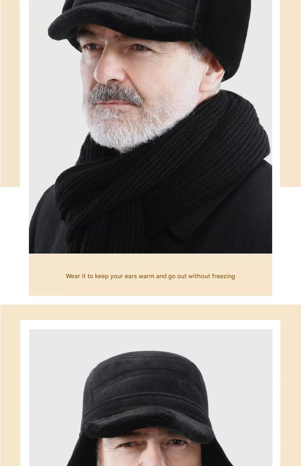 Winter hat on mannequin showcasing ear protection