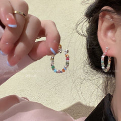 Dopamine Delight colourful beaded silver stud earrings image 2