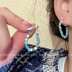 Dopamine Delight colourful beaded silver stud earrings image 6