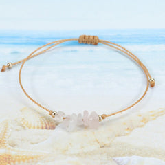 Close-up view of handcrafted colourful crystal bracelet