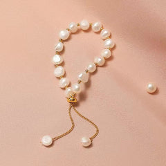 Adjustable faux pearl bracelet displayed in gift box