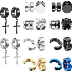 trendy titanium steel cross zirconia magnetic earring 10