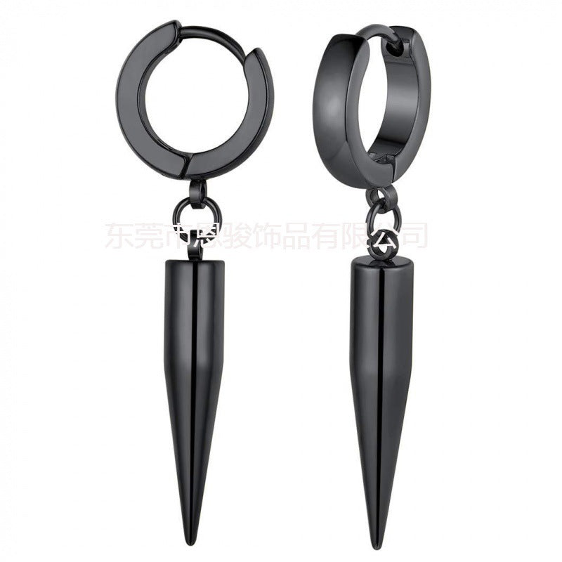 Comfortable wear titanium earrings image for men