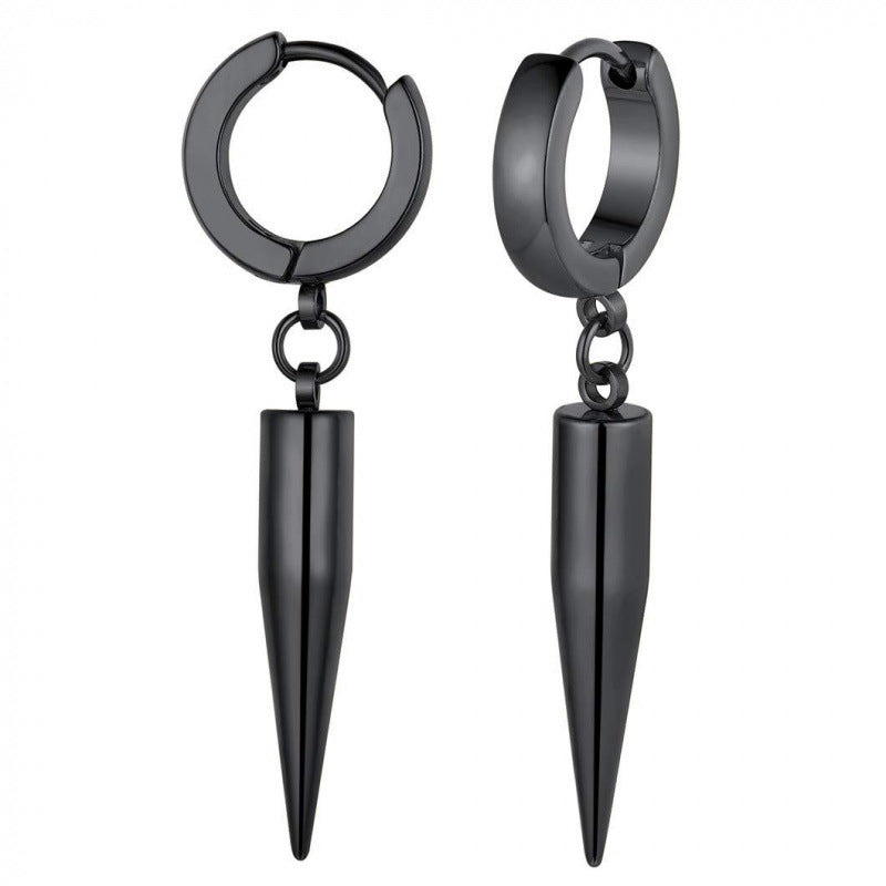 Modern gold earrings image with bullet pendant