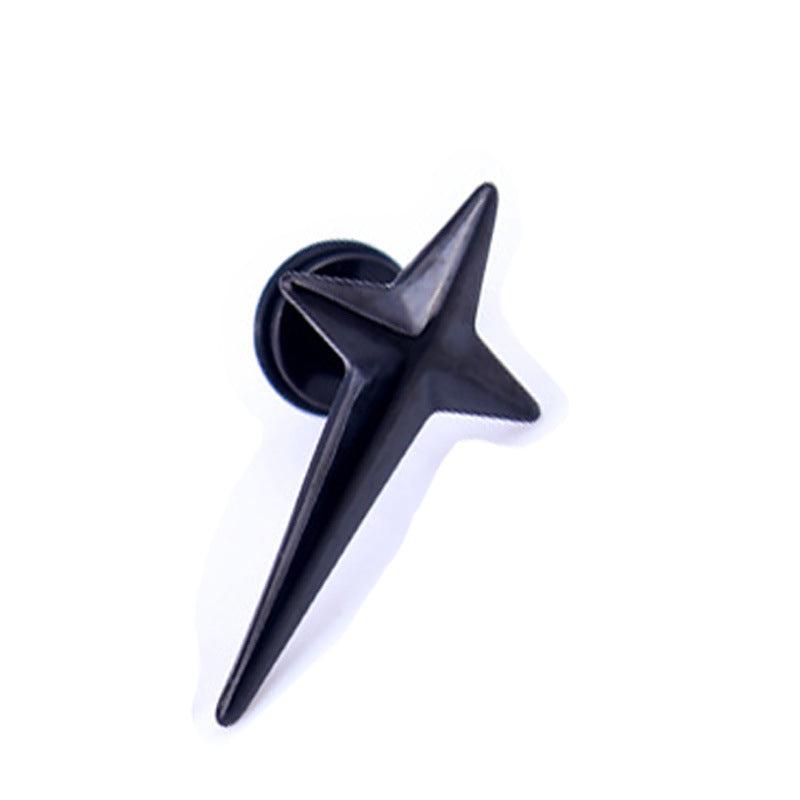 Trendy titanium steel cross earrings in black colour