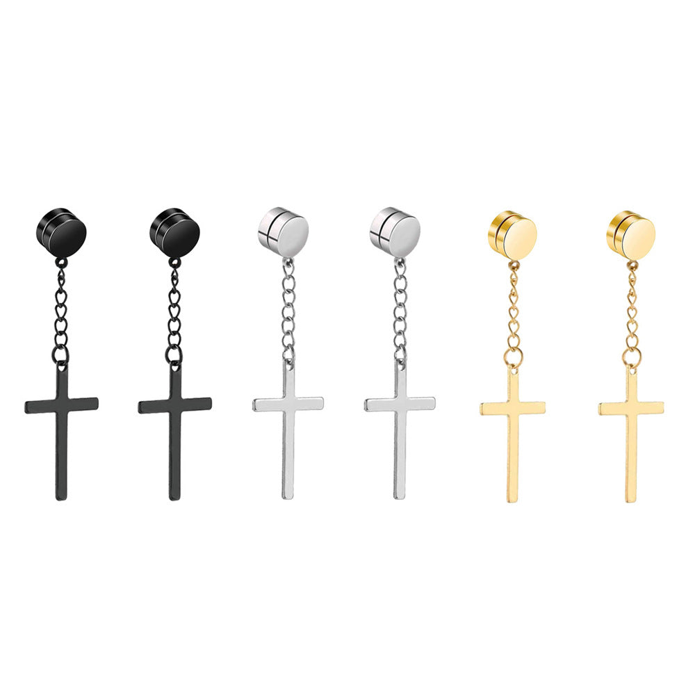 Close-up of titanium magnetic earrings