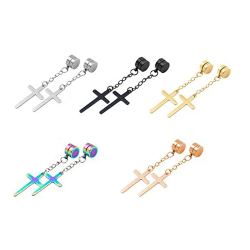 Colorful collection of titanium earrings on display