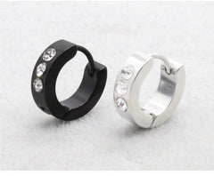 Elegant stainless steel earrings close-up view