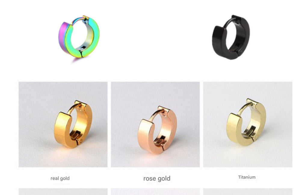 Titanium earrings model wearing stylish accessories