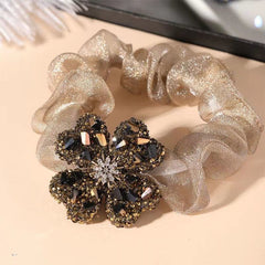 elegant gold clover pattern hair tie