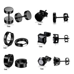 Stylish geometric zirconia earrings in steel grey