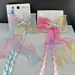 Delicate handmade children's hair clip with ribbons