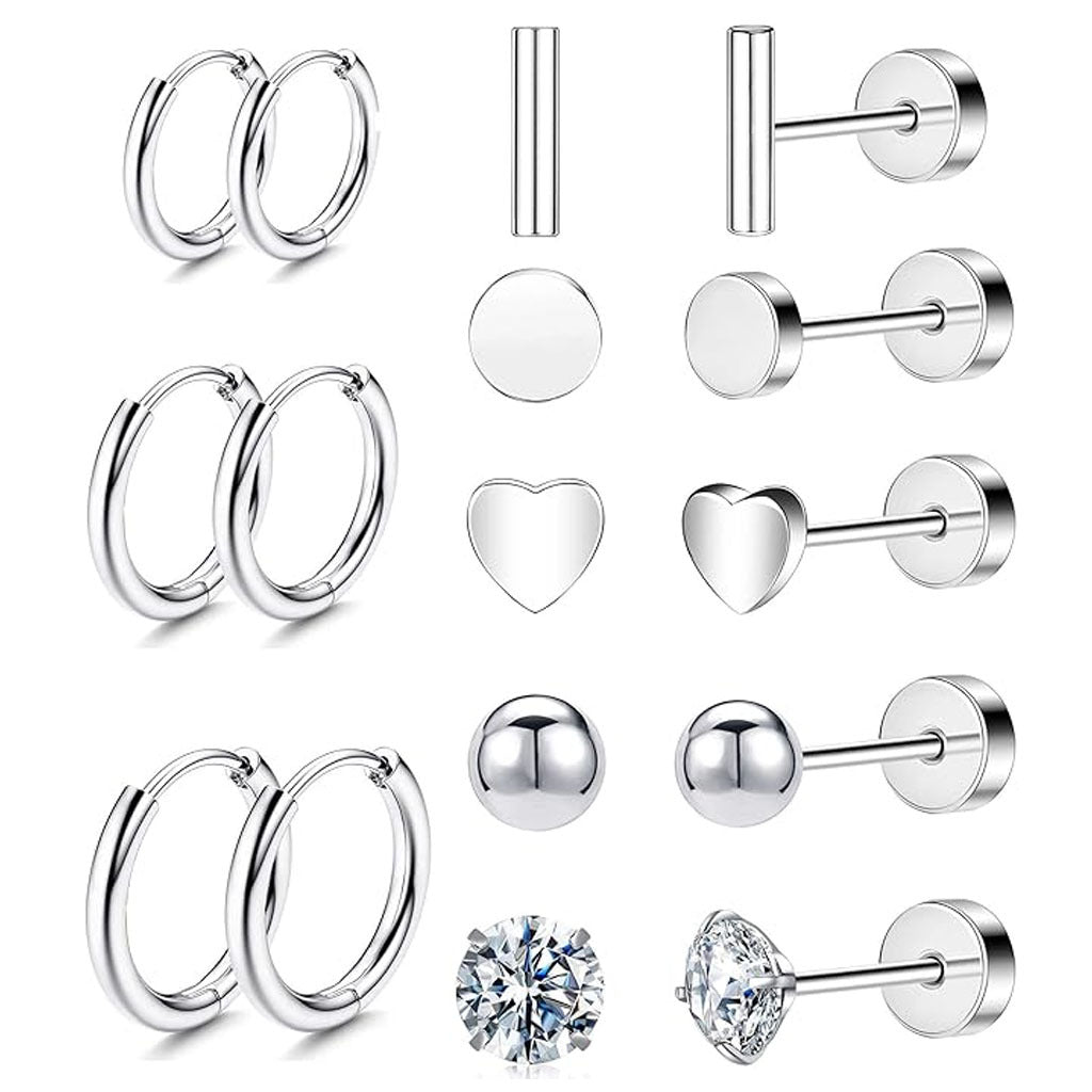 Stylish Stainless Steel Geometric Earrings Set Image 1