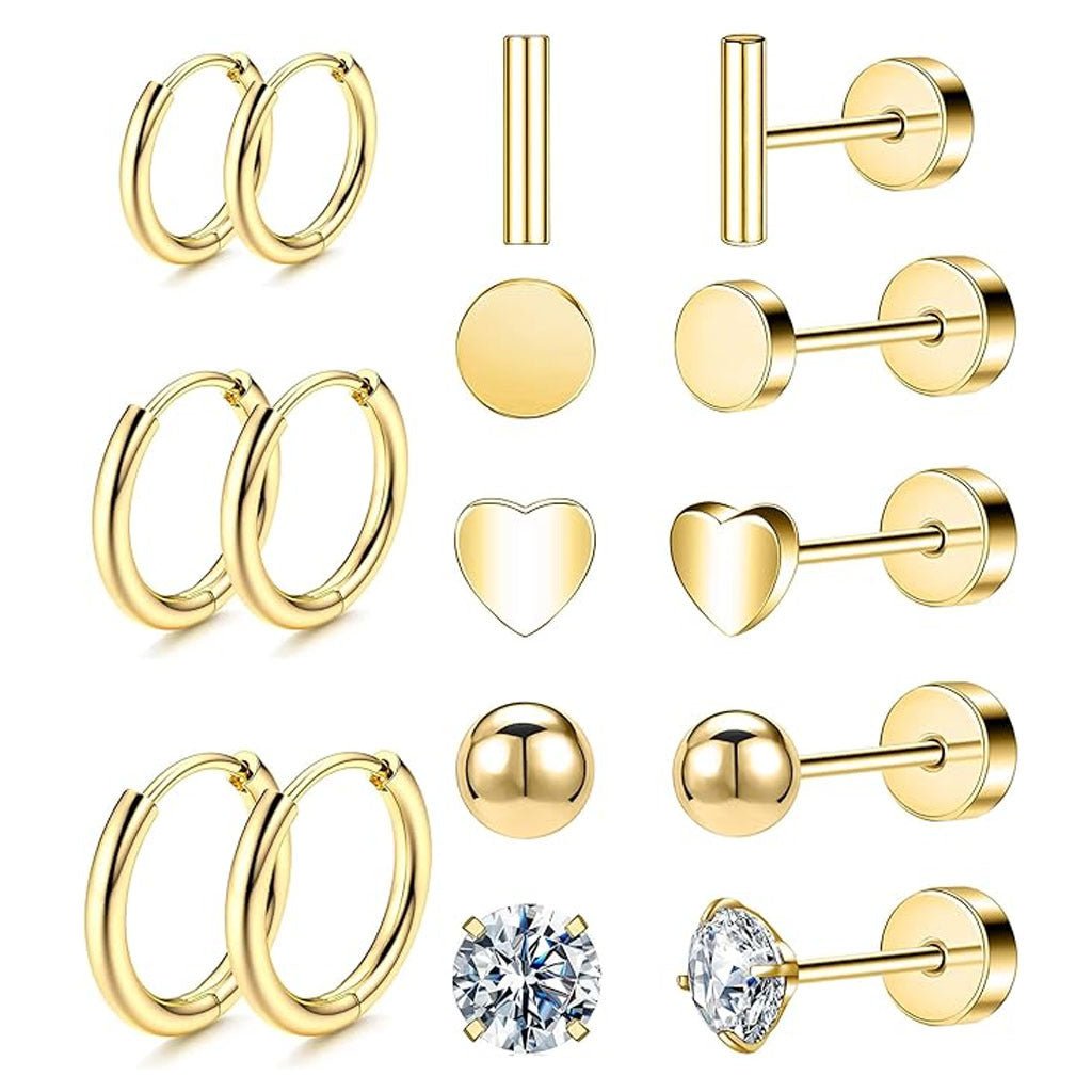 Stylish Stainless Steel Geometric Earrings Set Image 2
