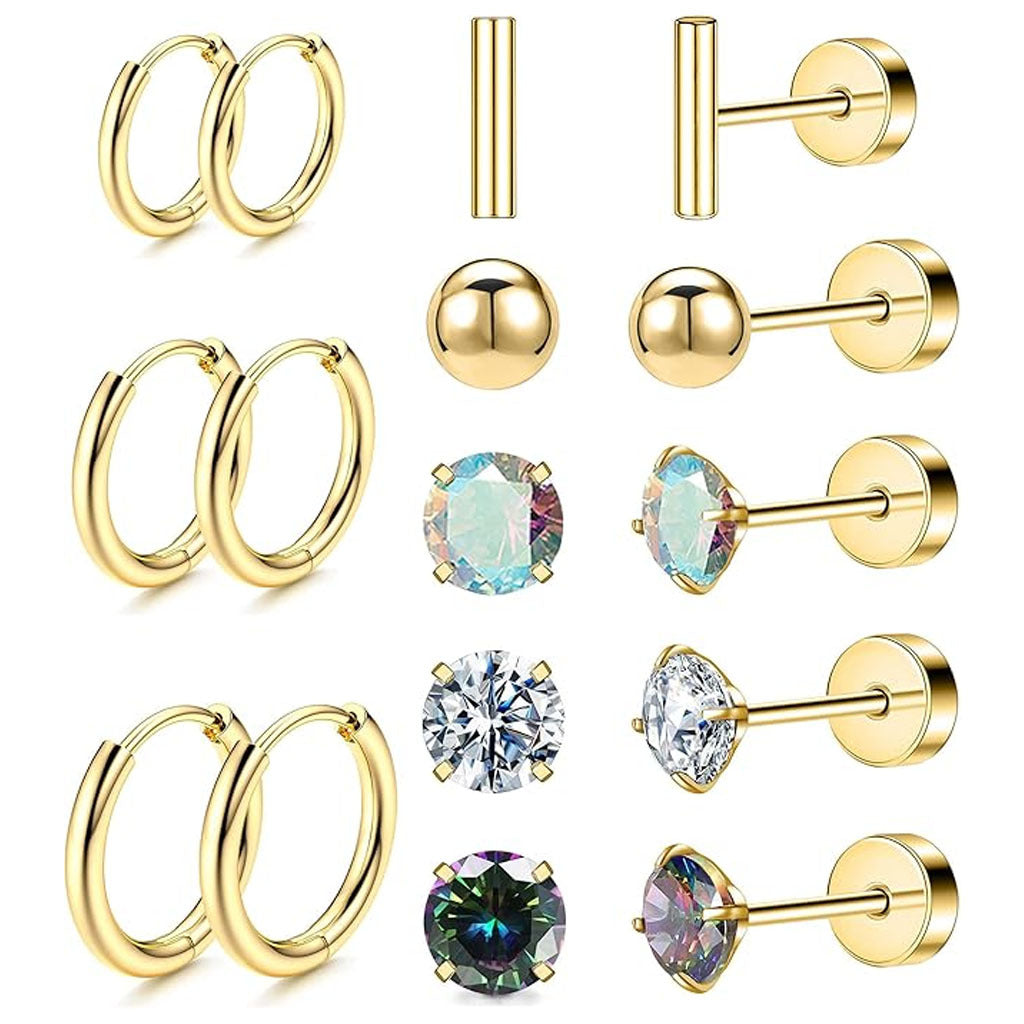 Stylish Stainless Steel Geometric Earrings Set Image 4