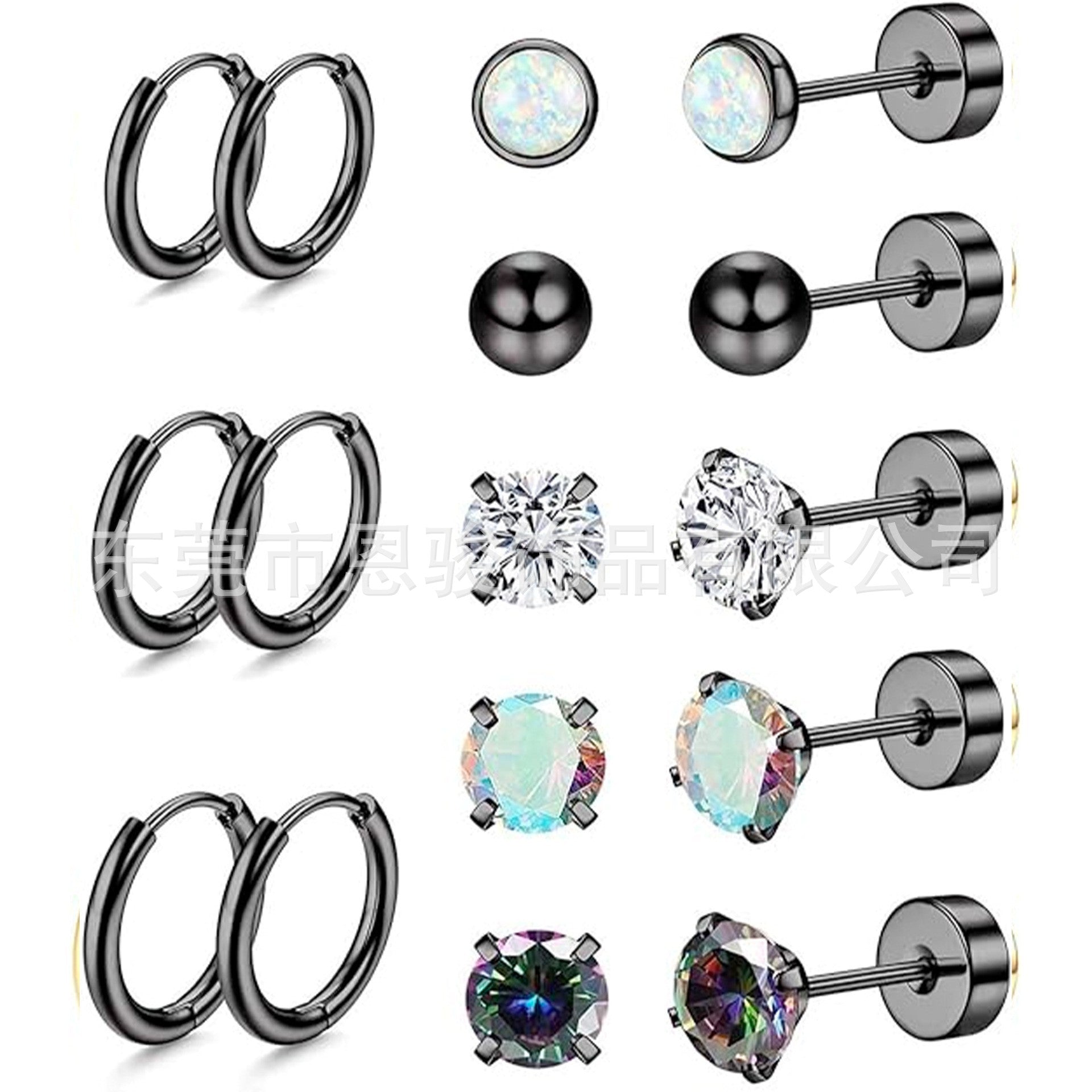 Stylish Stainless Steel Geometric Earrings Set Image 2