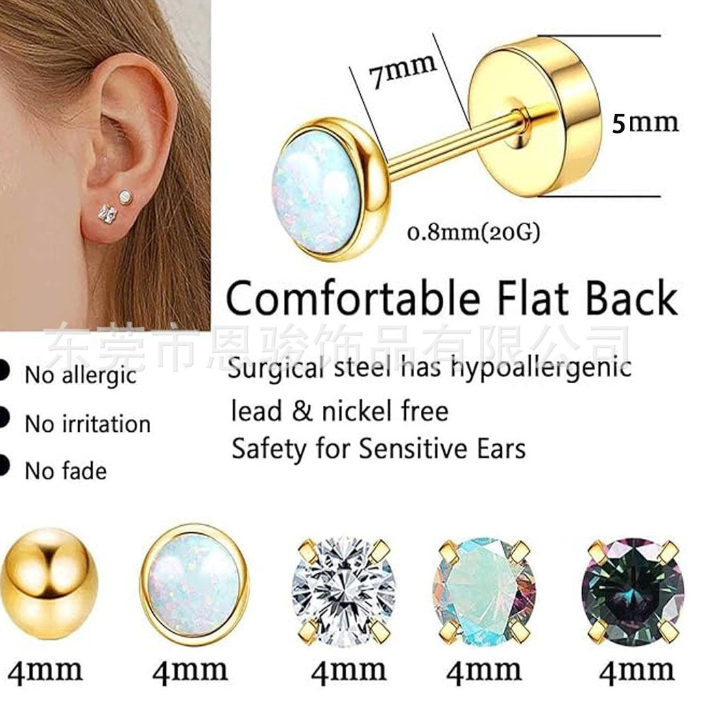 Stylish Stainless Steel Geometric Earrings Set Image 4
