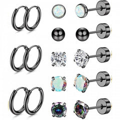 Stylish Stainless Steel Geometric Earrings Set Image 7