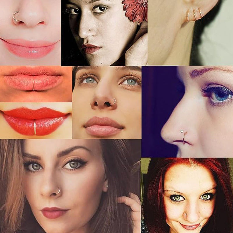 Gold and steel colour nose rings
