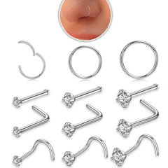 Fashionable everyday nose rings in set